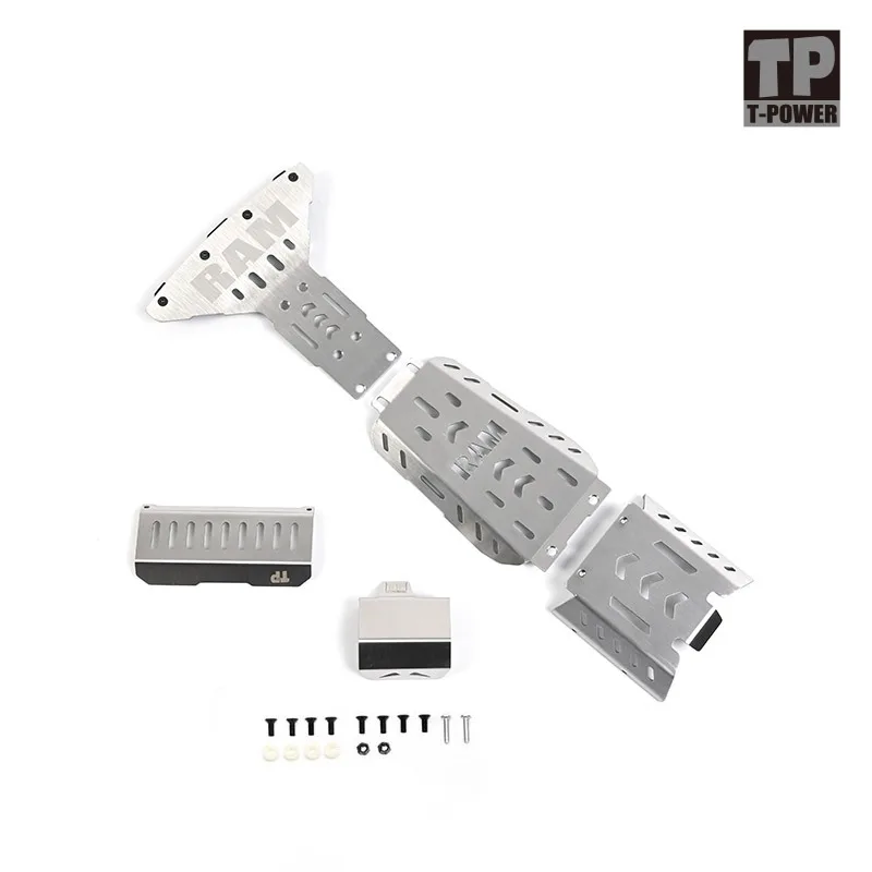 Para km 1/8 dodge ram 1500 rc crawler metal placa skid chassi armadura guarda proteção inferior bash placa rc atualização parte