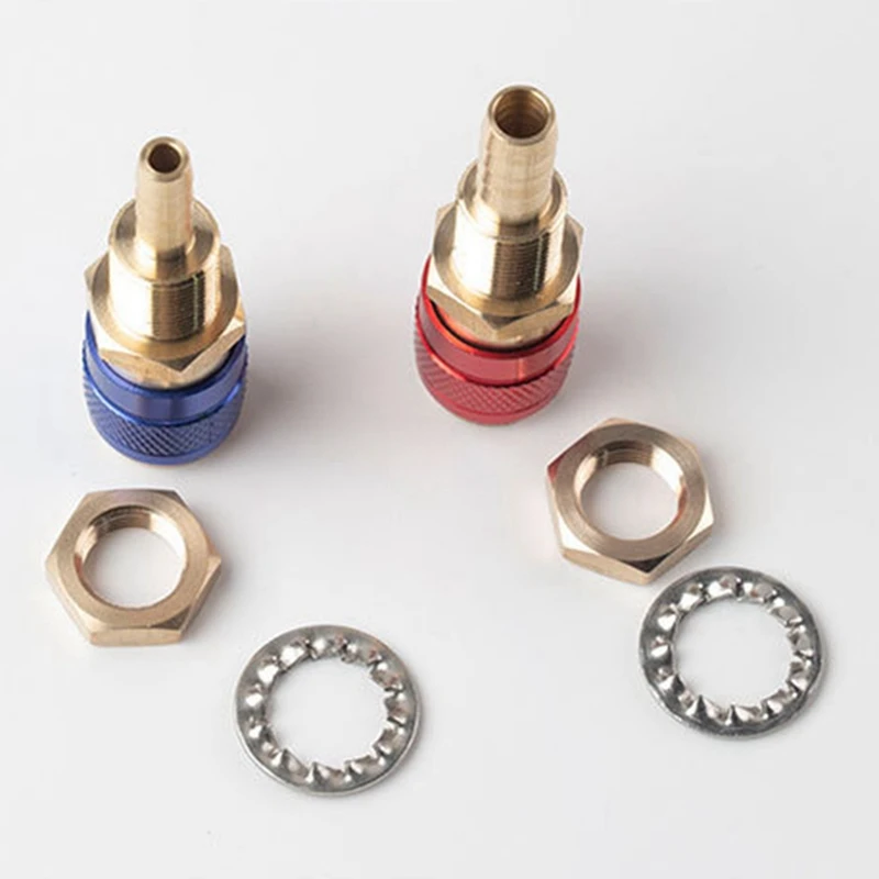 Hot 2 ชิ้นระบายความร้อนด้วยน้ําแก๊สน้ําอะแดปเตอร์ Quick Connector สําหรับ MIG TIG เชื่อมไฟฉายปลั๊ก, สีฟ้า + สีแดง