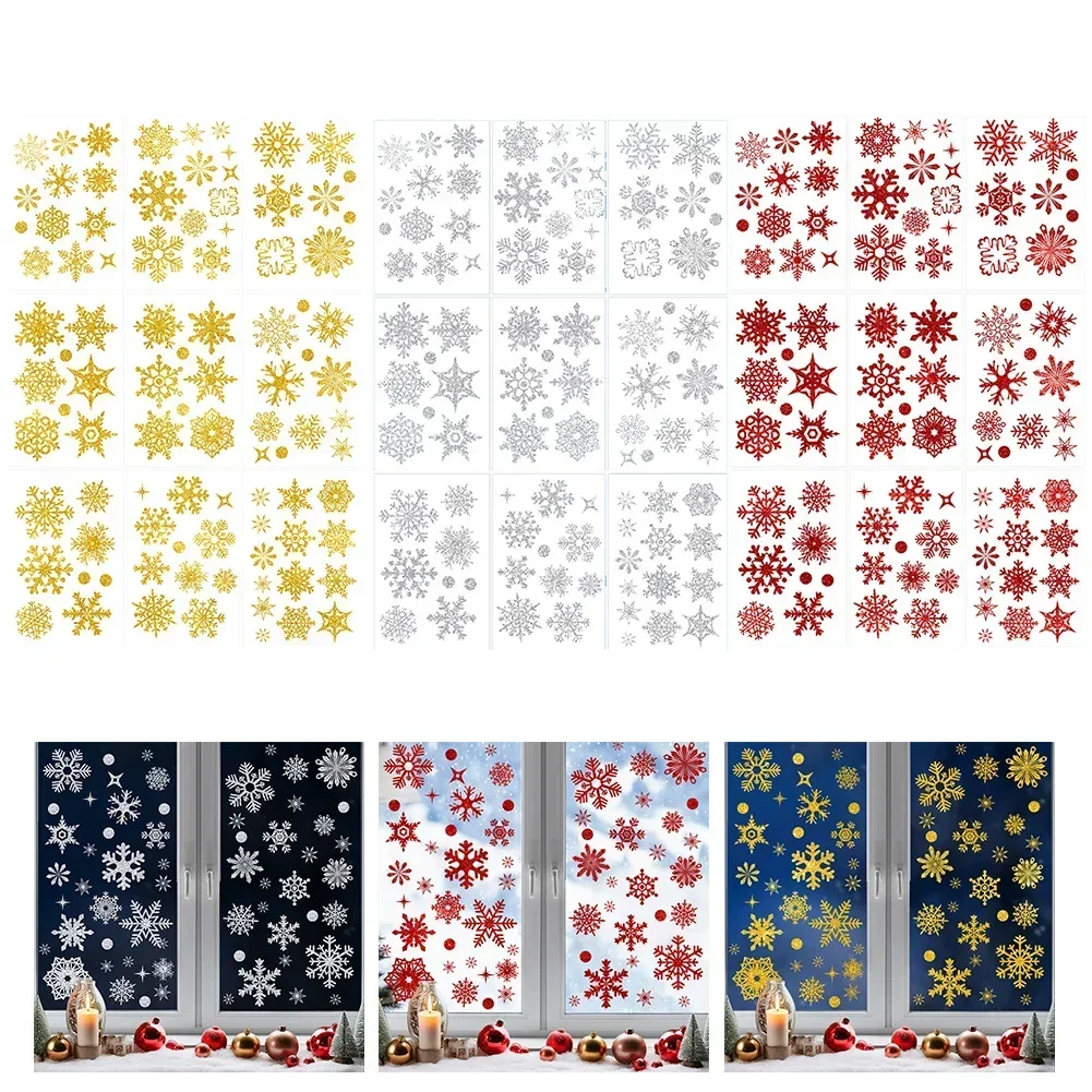 93Pcs Christmas Wall Window Sticker Marry Christmas Decoration For Home 2024 Christmas Ornament Xmas Navidad Gifts New Year 2025