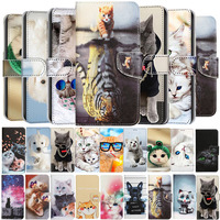 Cute Cat Dog Case For Xiaomi POCO C40 4G F3 M3 X3 X4 X5 Pro Nfc  Animal Painted Wallet Card Holder Stand Leather Flip Book Cover