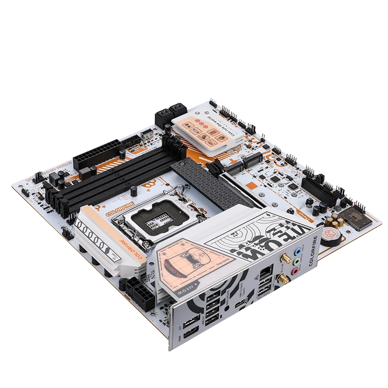 Imagem -03 - Colorfire B760m-meow Wifi d5 Laranja Intel B760 Ddr5 Dimms M.2 Slots 2.5g Wi-fi Orange Cat Argb Pcie 5.0 Placa-mãe