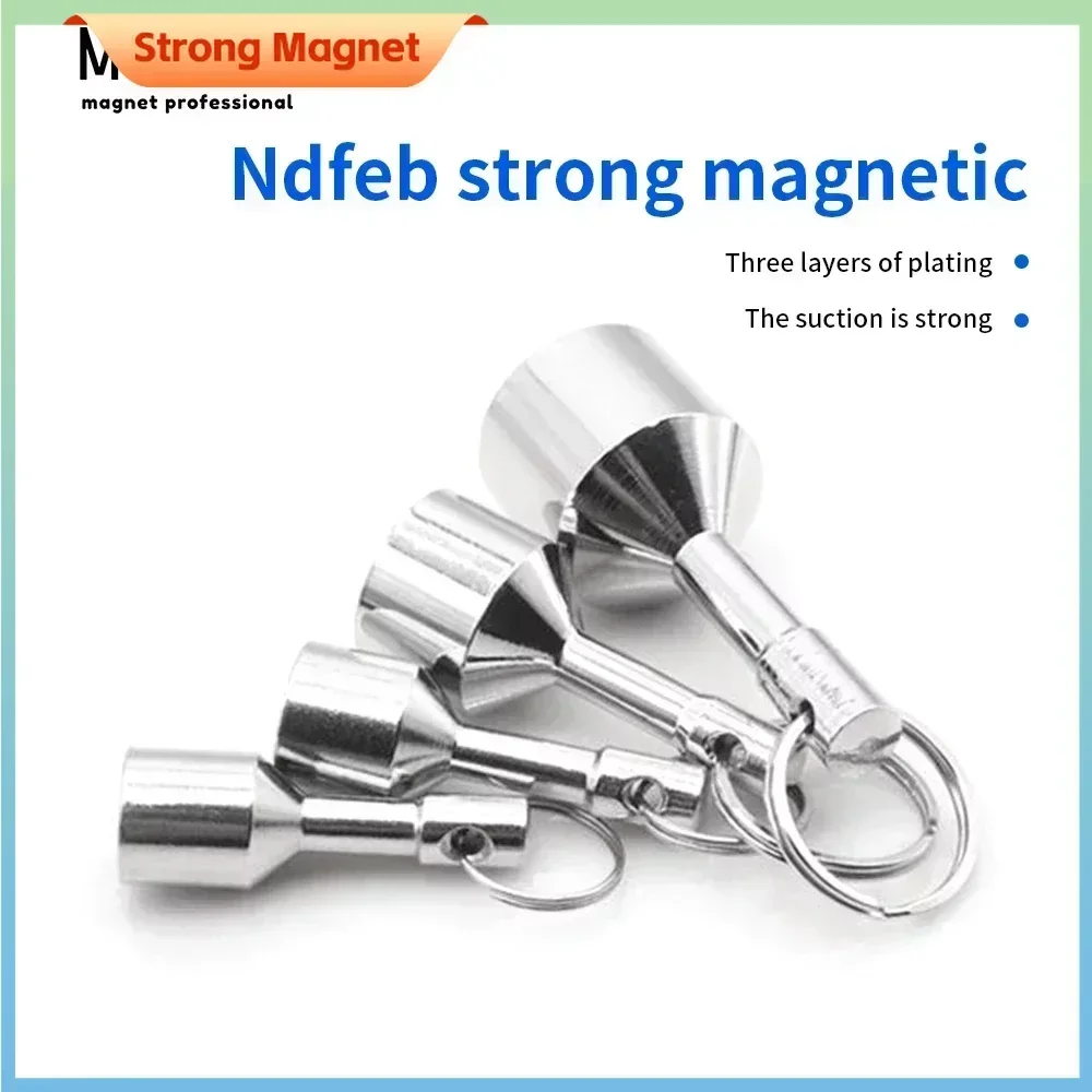 

Neodymium Magnet Keychain Magnetic Weight Pendant Strong Magnetic Clasps Stainless Steel Magnet Ring for Necklaces Keychains