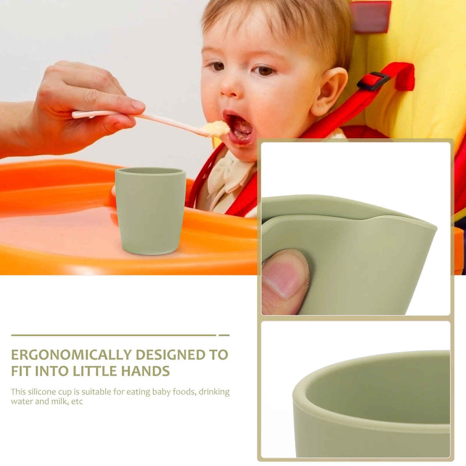 

Детская силиконовая тренировочная пищевая чашка для обучения малышей, эргономичная водостойкая чашка для питья для молока