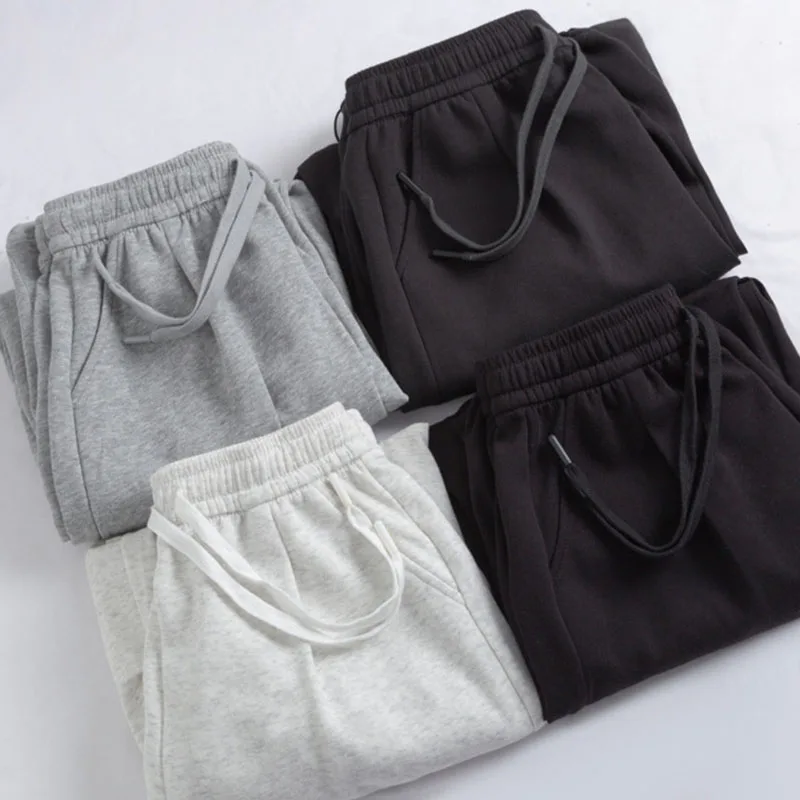 Pantaloni sportivi grigi larghi stile americano da donna Harajuku Streetwear Pantaloni a gamba larga con coulisse Pantaloni da jogging casual versatili da donna