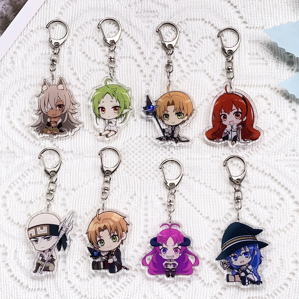 1/11PCS Anime Characters Mushoku Tensei Acrylic Keychain Accessories Cartoon​ Keyrings Friends Gifts Bag Charms Backpack Pendant