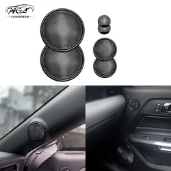 For Ford MUSTANG 2015-2020 6Pcs Stainless Steel Black Titanium Colour Car Interior Surround Horn Sound Speaker Cover Plate