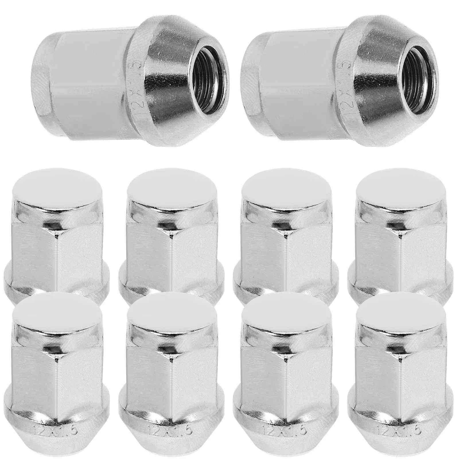 

10 Pcs M12x1.5x35x21 Chrome Steel Flange Car Lug Nuts For Automotive Tires Wheel Tire Accessories Secure Fit Replacement