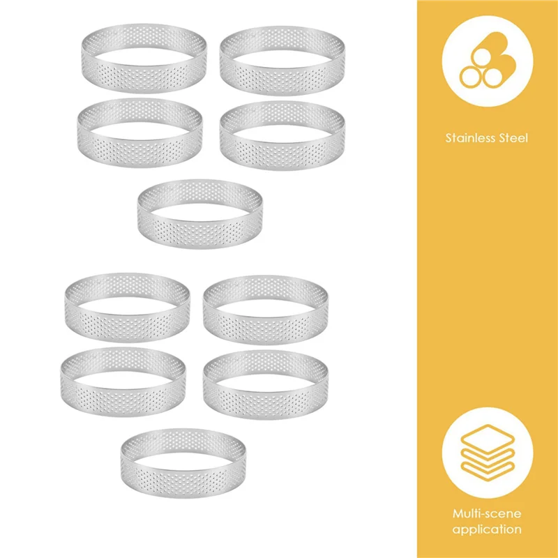 

20Pack 12Cm Circular Tart Rings With Holes Stainless Steel Fruit Pie Quiches Cake Mousse Mold Kitchen Baking Mould Tool