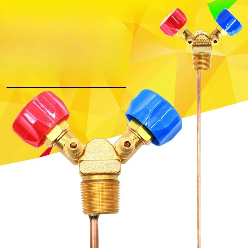 Refrigerant recovery and refueling cylinder valves / high and low pressure horn valves / refrigerant bottle nozzle subvalves