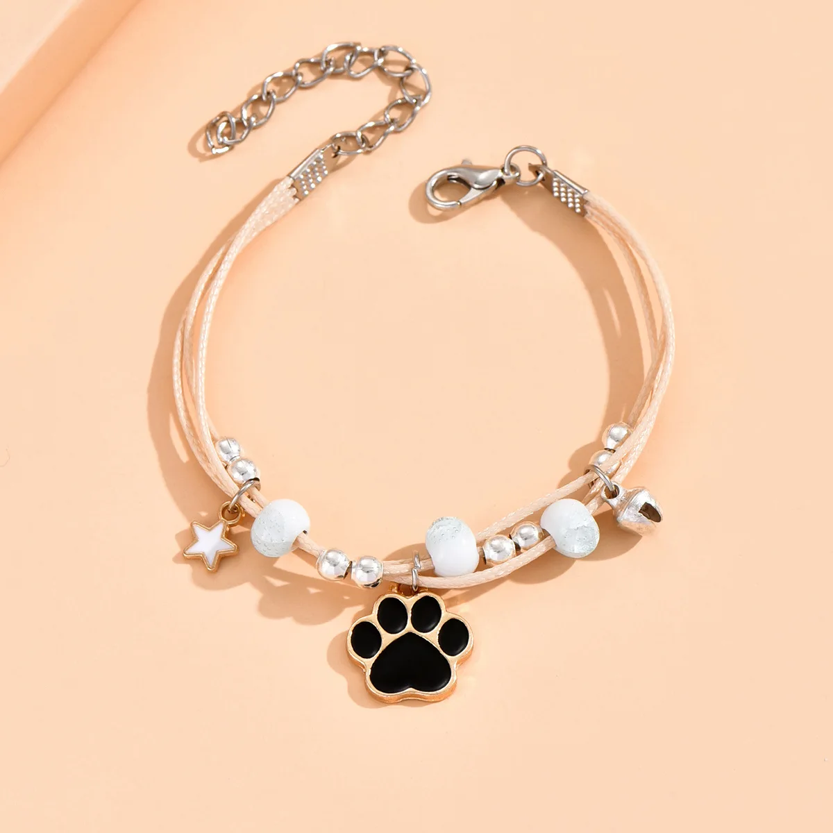 Fashion Individuality Cartoon Animal Footprint Bracelet for Woman Simple String of Beads Couple Bracelet Paty Jewelry Daily Wear