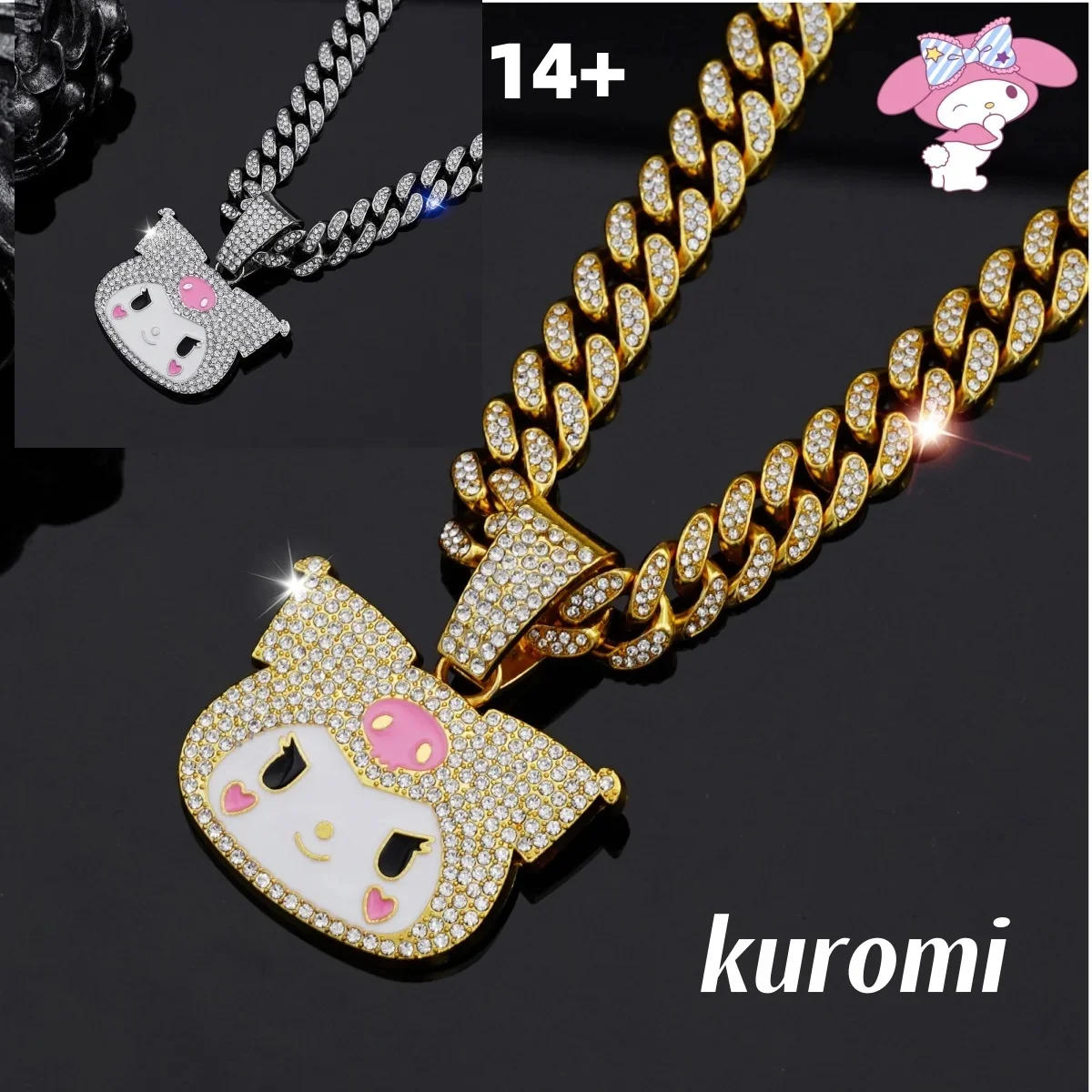 

Sanrio necklace jewelry kuromi men's and women's diamond chain necklace Halloween women's long layered necklace cartoon gift
