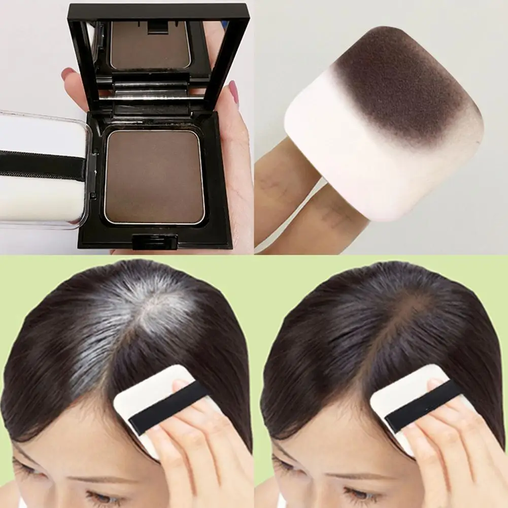 Hair Shadow Powder Waterproof Hairline Edge Control Powder Root Cover Up Dark Brown Hair Concealer With Puff
