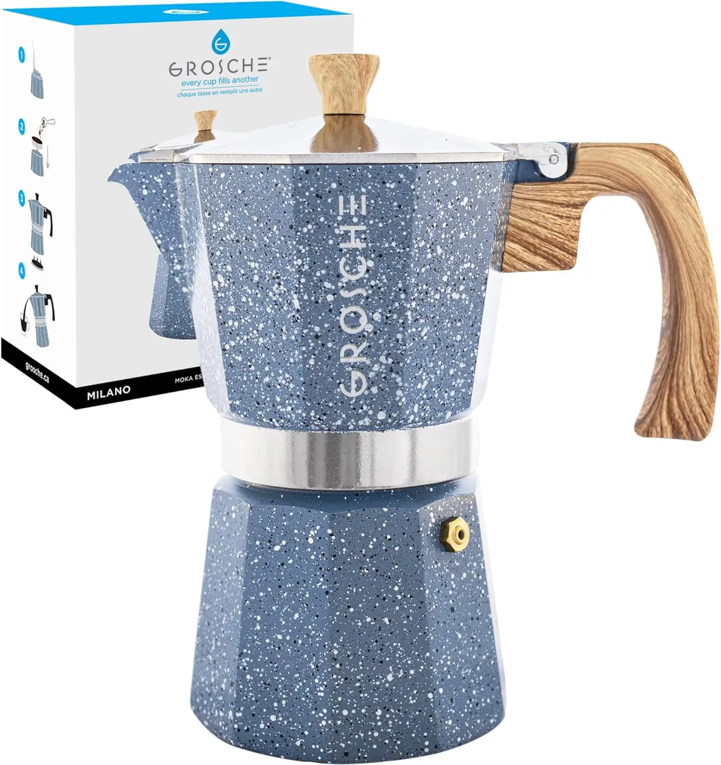 Milano Moka pot, Stovetop Espresso maker, Greca Coffee Maker, Stovetop coffee maker and espresso maker percolator (Indig