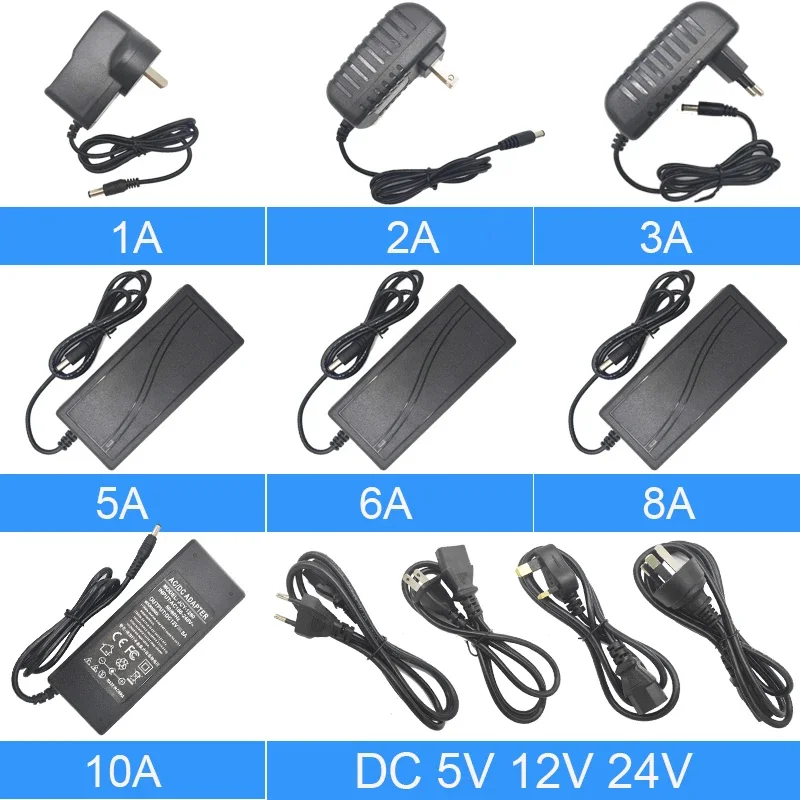 AC100V-240V to DC 5V 12V 24V Lighting Transformer 1A 2A 3A 5A 6A 8A 10A Universal Power Supply Adapter For LED Strips Light CCTV