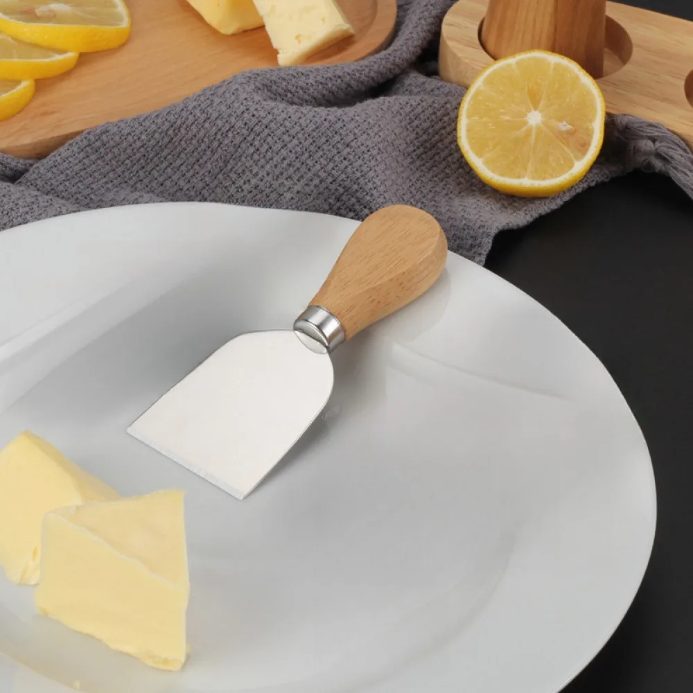 2 Pack Wooden Handle Stainless Steel Cheese Shovel, Wide Blade Cheese Serving Spatula, Charcuterie Board Accessory Tool Set, Holiday Party Picnic Gift Kitchen Utensils for Cheese Lovers