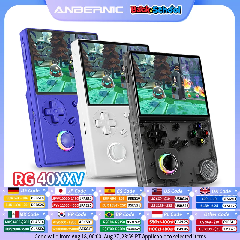 Портативная игровая консоль ANBERNIC RG40XXV в стиле ретро, 4-дюймовый IPS-экран, RGB-джойстик, видеоплеер для электронных книг, поддержка потоковой передачи Wi-Fi, выход HDMI
