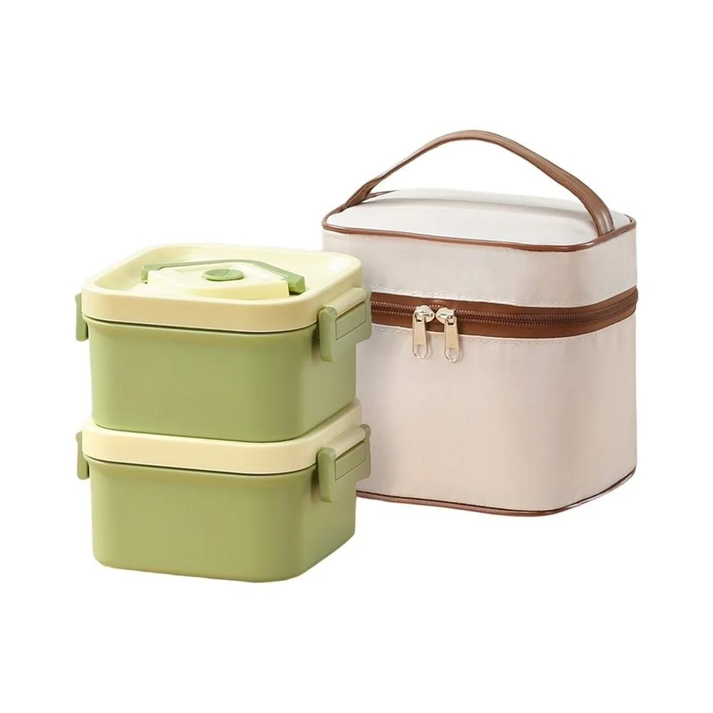 Stainless Steel Insulated Lunch Container Set 2 Pieces 700 ml Each Plus Insulated Bag for Temperature Retention