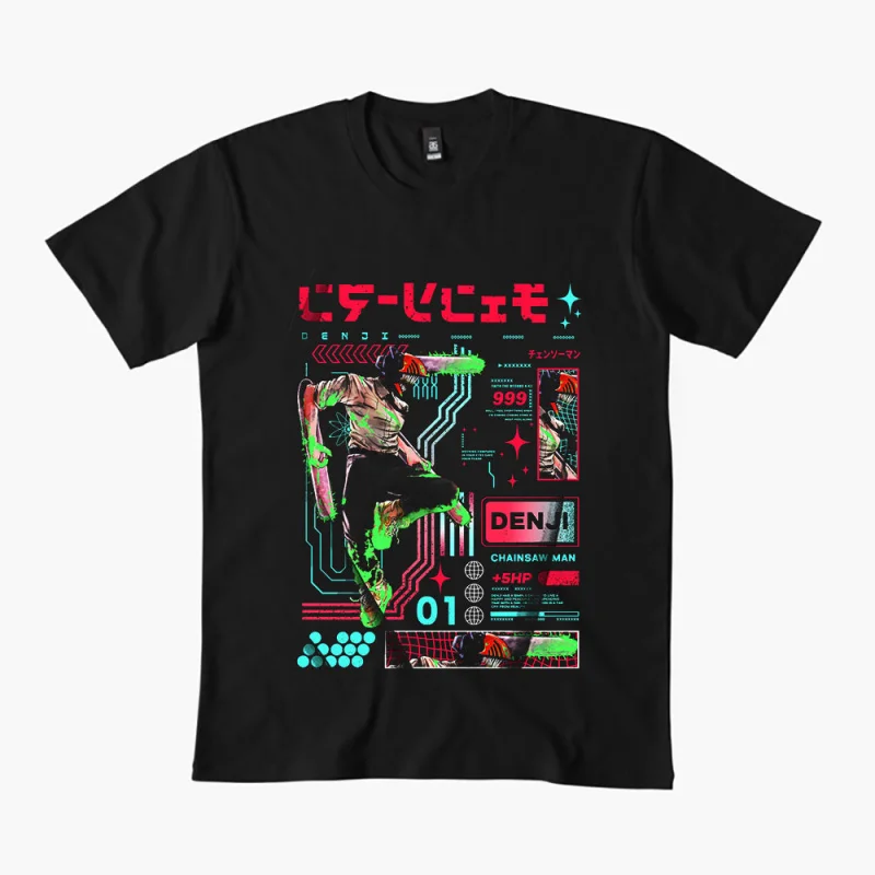 

Denji Chainsaw Man Anime Gift t shirt 0326 DEVIL HUNTER Graphic Tee 100% cotton print clothing Y2K clothes Large size Tops