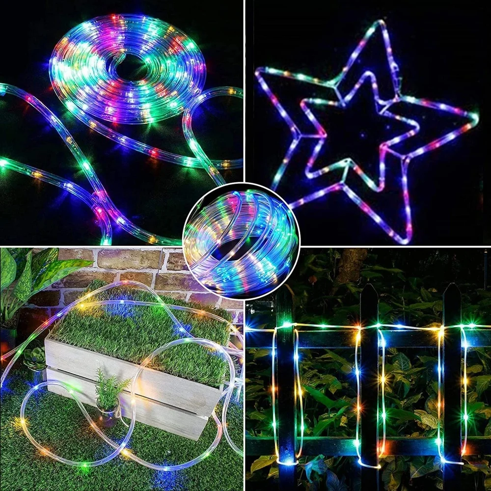 

Fairy Light LED Solar Tube Rope Outdoor Waterproof Christmas Decoration String Light For Garden Fence Yard Balcony