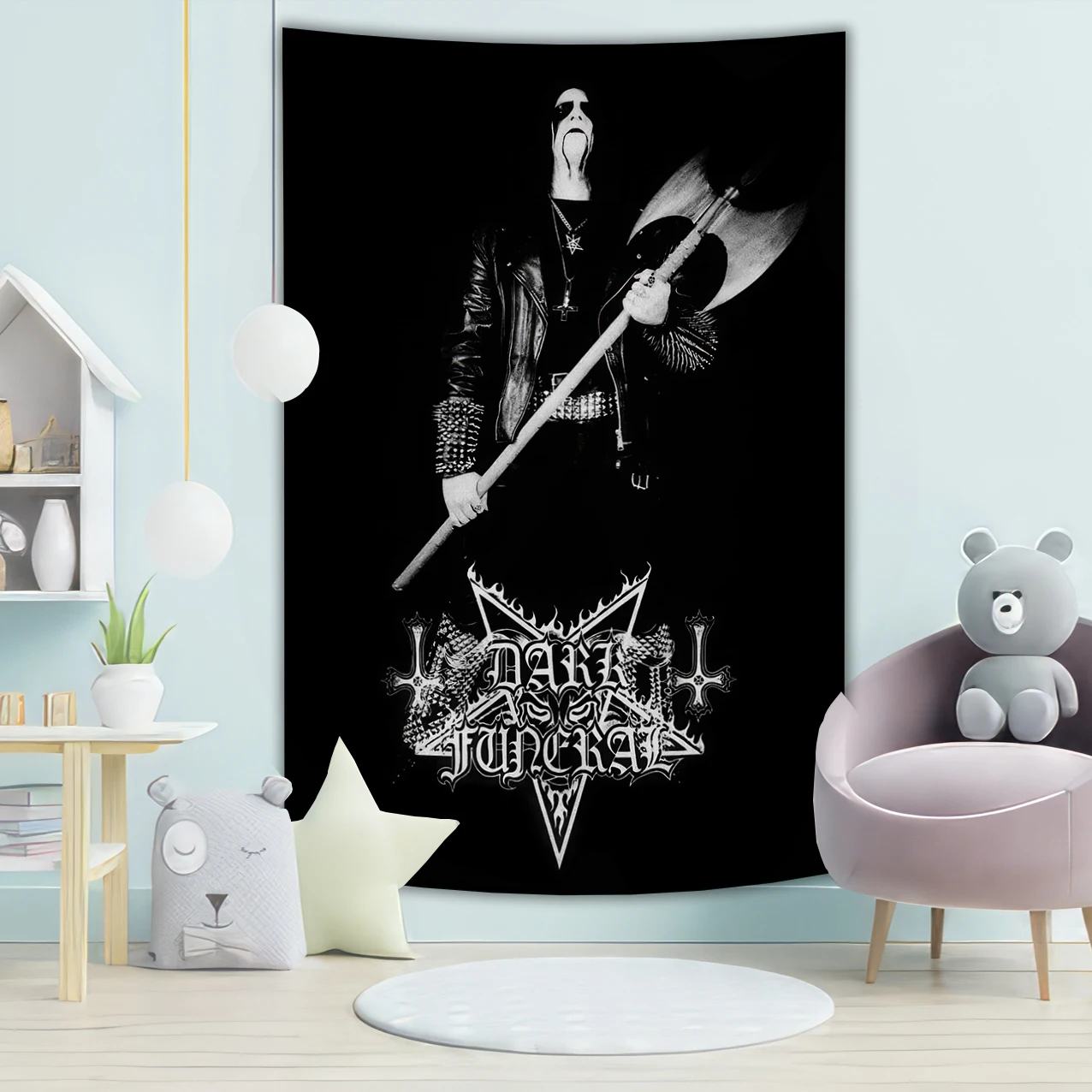 40x60cm Nowa moda Heavy Metal Dark Funerals Sweden Band Tapestry Home Bedroom Flag Embellished Sofa Blanket