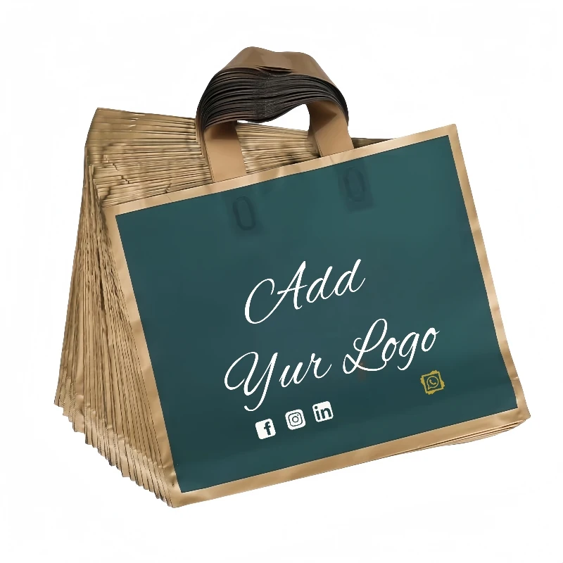 

100pcs Custom Logo Shopping Bag Phnom Penh Matte Thickened Product golden Packaging Bags with Handle Plastic Gift Bag Print Logo