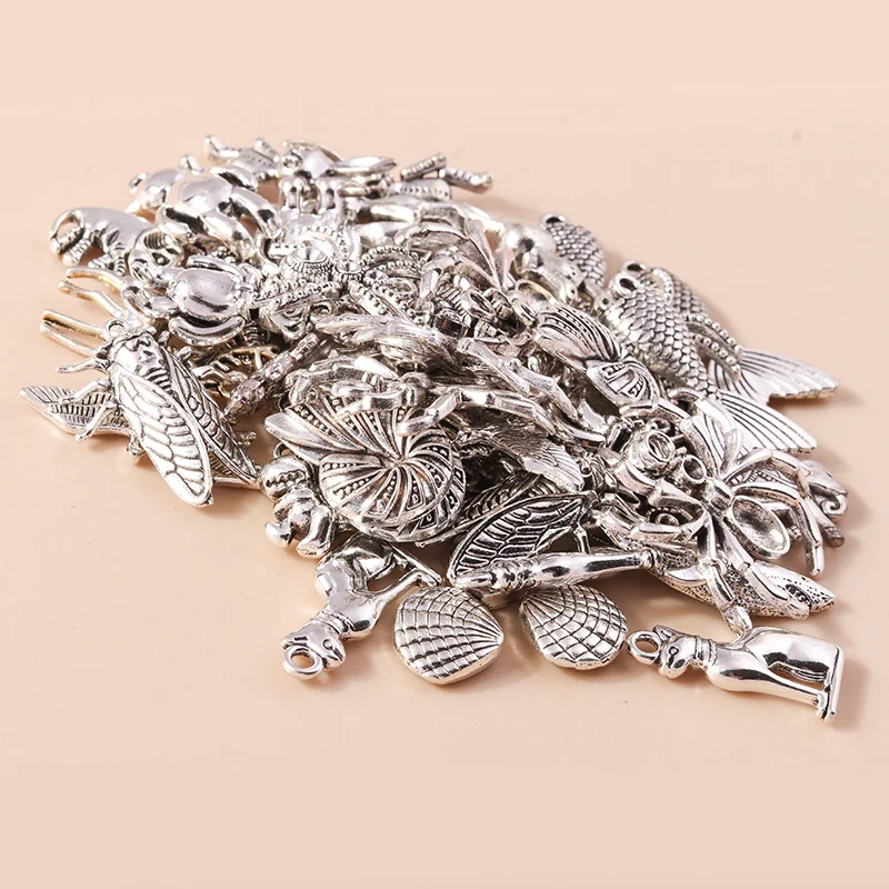 Leslie 10 Stück silberfarbene Metall-Tier-Anhänger, Legierung, Eule, Hund, Spinne, Elefant, Charms, DIY-Schmuckherstellung, Halsketten, Armband, Basteln – Detail 2