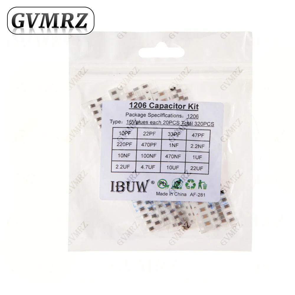 0603 0402 0805 1206 SMD Keramische Condensator Assortiment Set 1pF - 10uF 100PF 10NF 100NF 0.47UF 1UF Chip Capaciteit Set 10uF 8uF 7uF