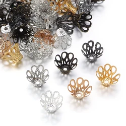 100pcs Flower End Beads Caps Metal Spacer Bead Base for Jewelry Making DIY Charms Bracelet Accessories
