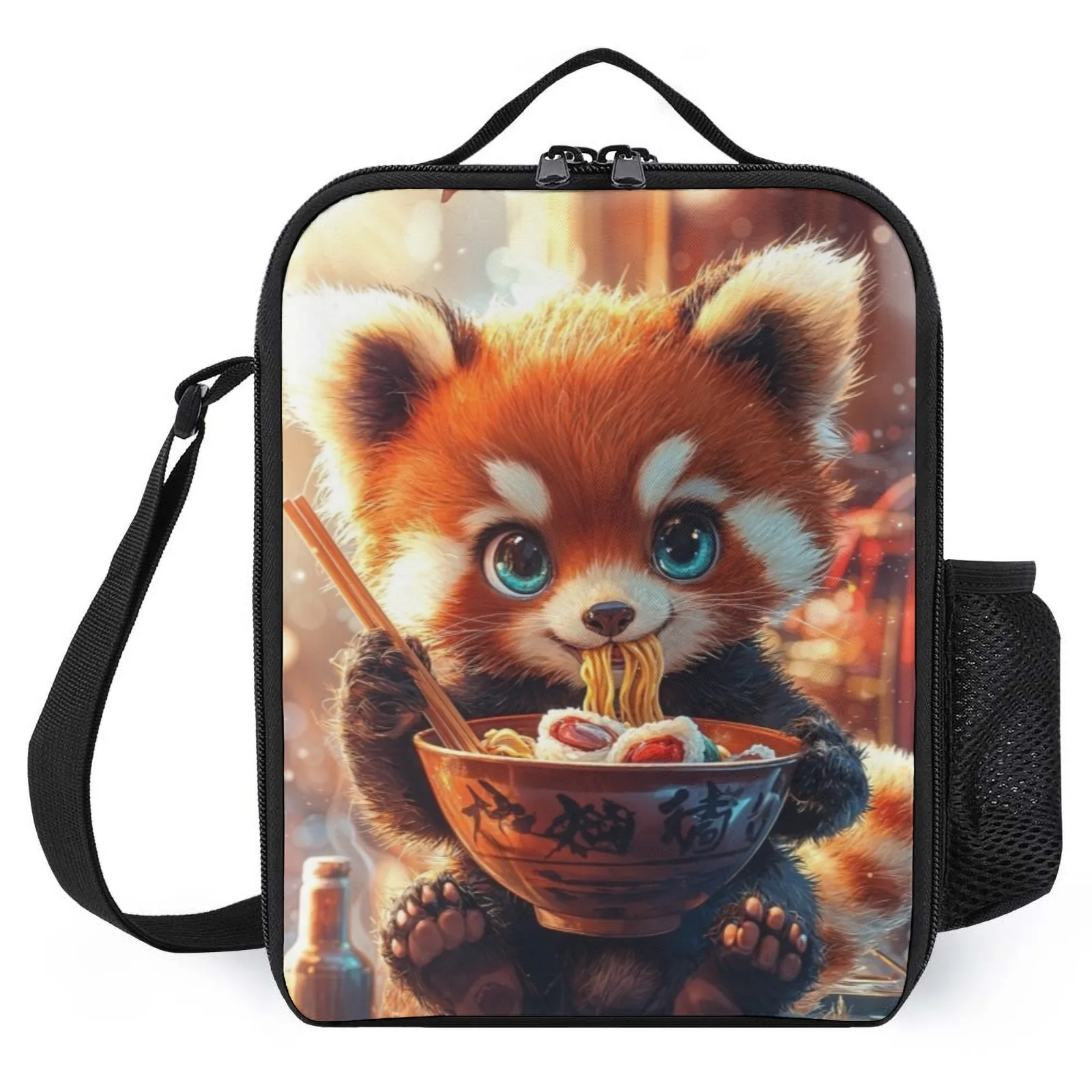 

Red Panda Eating Ramen Cold Storage Bag Printed Child Picnic Bag Lunch Bag For Man Insulation Lunch Box Bag