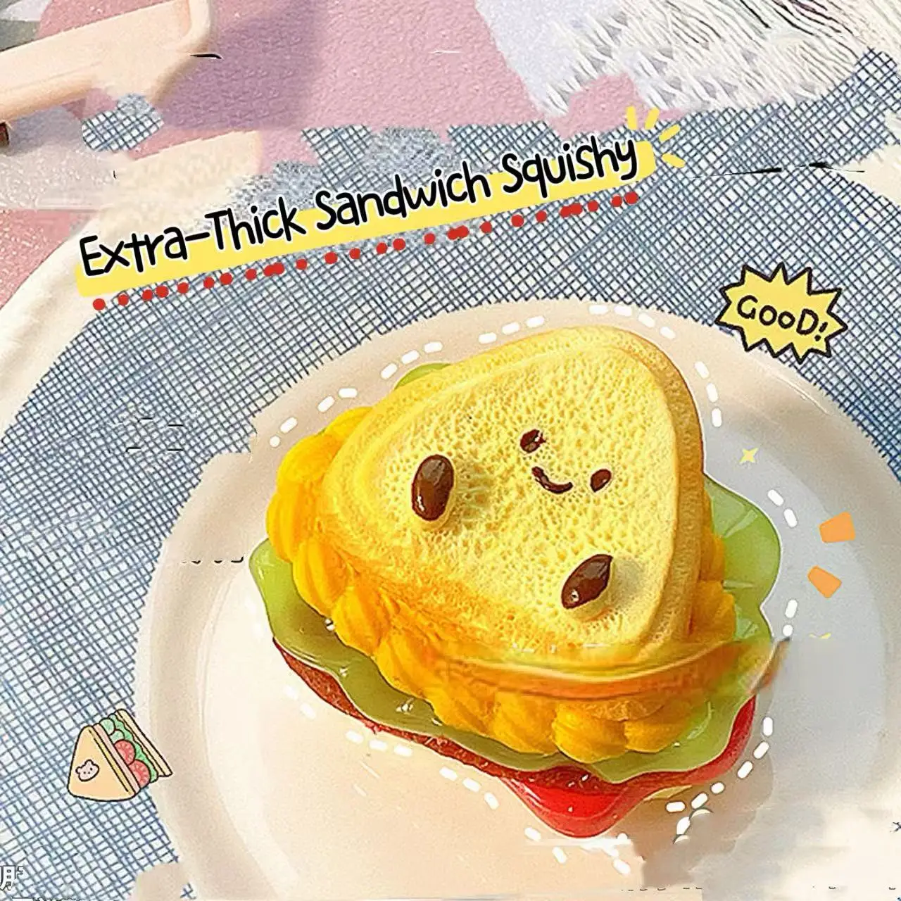 ของเล่นบีบสไลด์รูปแซนวิชเนื้อนุ่มหนาพิเศษ บรรเทาความเครียด สำหรับวัยรุ่นและผู้ใหญ่