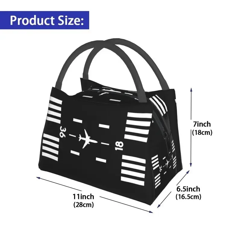 Airport Runway Traffic Controller Insulated Lunch Bags for Women Aviation Airplane Pilot Aviator Resuable Thermal Bento Box