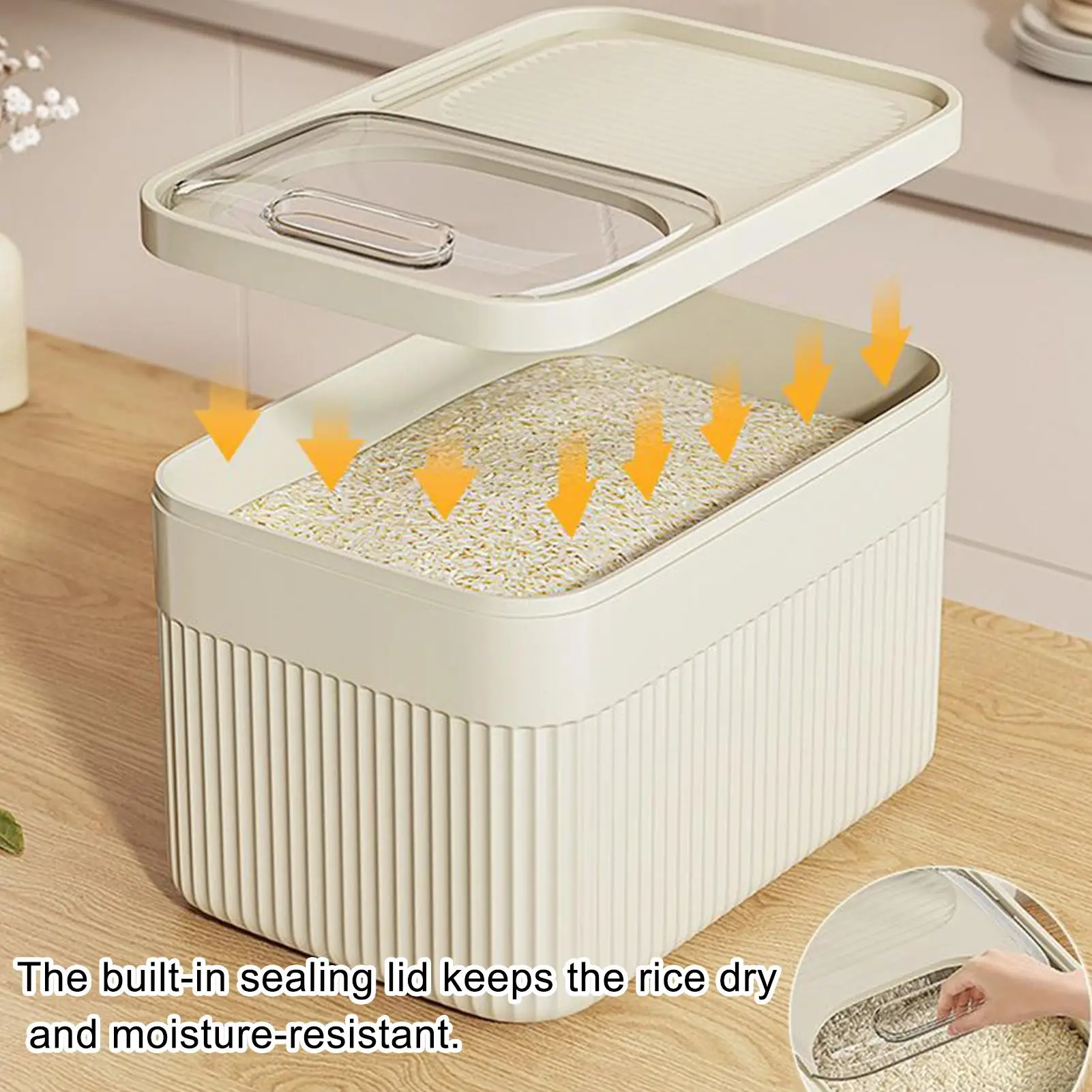 

Контейнер для риса, пылезащитный органайзер для корма для домашних животных, контейнер с мерным стаканом, можно мыть в посудомоечной машине, рисовые контейнеры для круп, корма для домашних животных, мука