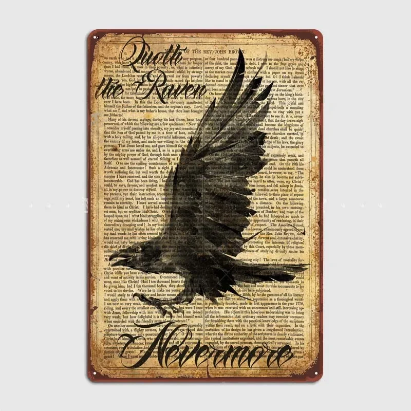 Quote the Raven Nevermore Wall Art Mural Vintage Metal Signs for Bar Garage Wall Art Decoration Retro Room Decor Aesthetics Home