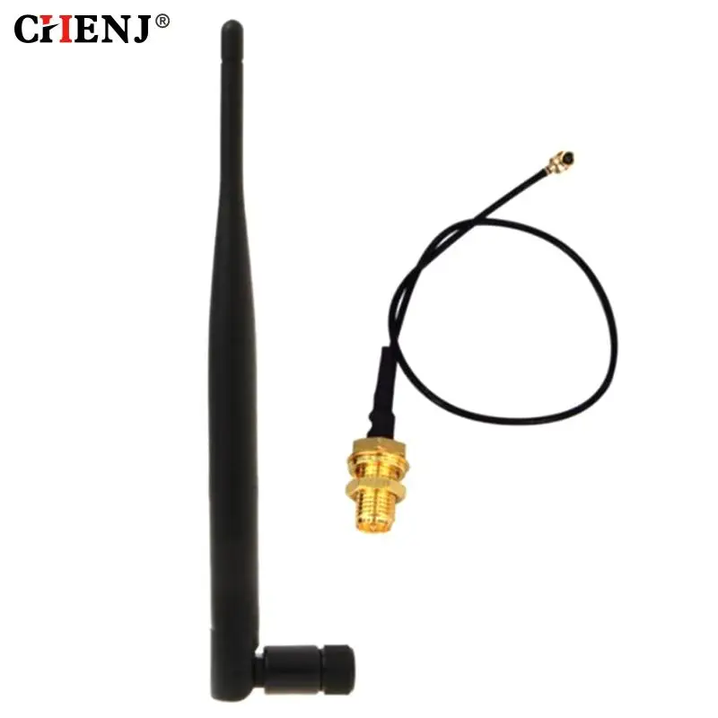 External Wifi Antenna 2.4GHz 5dBi WiFi 2.4g Antenna Aerial RP-SMA Female Wireless Router With Adapter Cable U.FL/IPX Pigtail