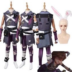 Arcane Isha Cosplay Uniform Costume Bunny Ears Headband Game LOL Graffiti Clothing Kids Children Halloween Carnival Party Suit