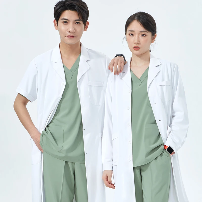 

Unisex New Lab Coat Chemistry Beauty Salon Breathable Hospital Long or Short Sleeve Doctor Coat Pharmacy Women's Lab Coats 706