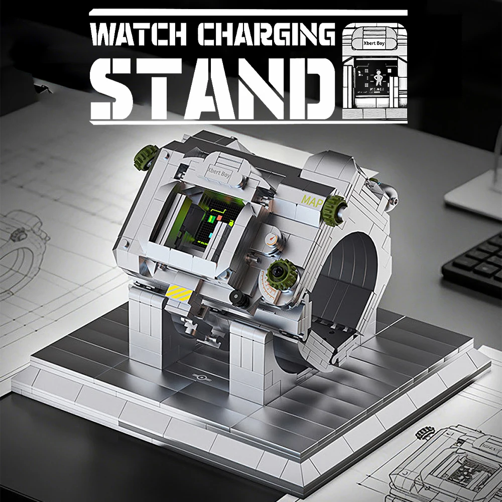 Creative Xbert Boy Watch Charging Stand Assembly Building Blocks Brick Kit Vivid Detailed Design Fun Toys Gifts For Hobby Lovers