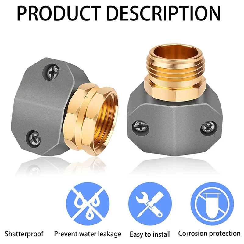 【TODAY-OnLY!】طقم إصلاح خرطوم الحديقة مكون من قطعتين - أطراف خرطوم للذكور والإناث، يناسب أنابيب 3/4 بوصة و5/8 بوصة #6