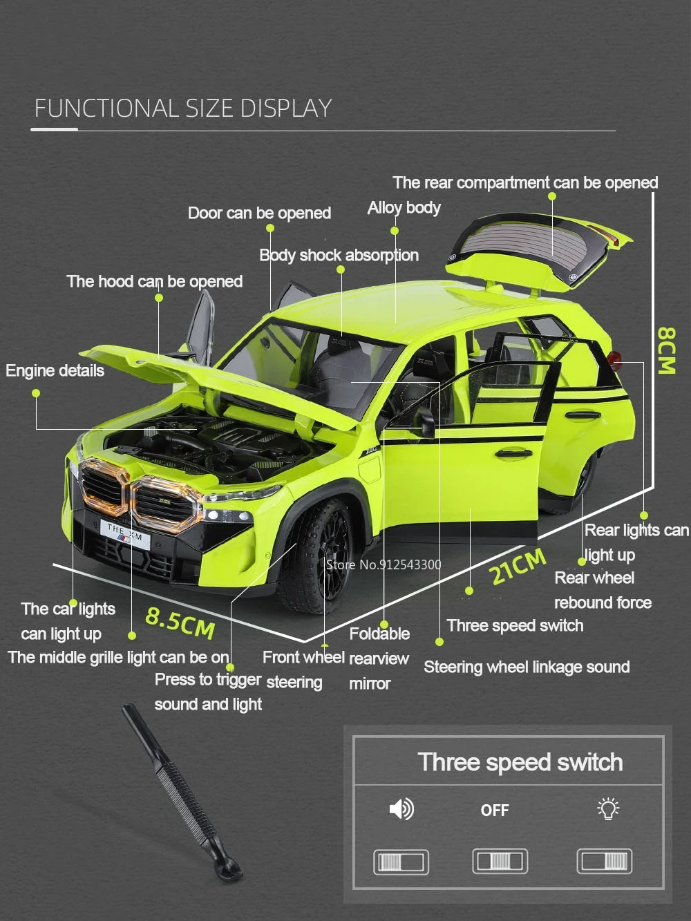 1/24 XM SUV modello di auto giocattolo in lega pressofuso tirare indietro con luce sonora modello in scala orientabile giocattoli per veicoli per