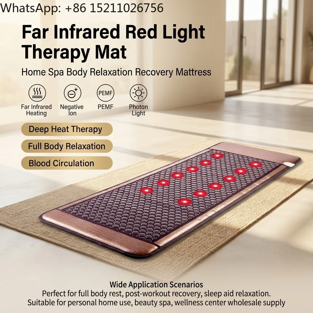 Tourmaline Photon Therapy Heating Mat  Far Infrared Red Light Photon Mat Negative Ion Home Spa Body Relaxation Recovery Mattress