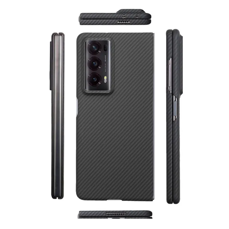 Case for Huawei Honor Magic V2 Real Carbon Fiber Aramid Anti-explosion Fold Cell Mobile Phone Protective Cover Protection Shell