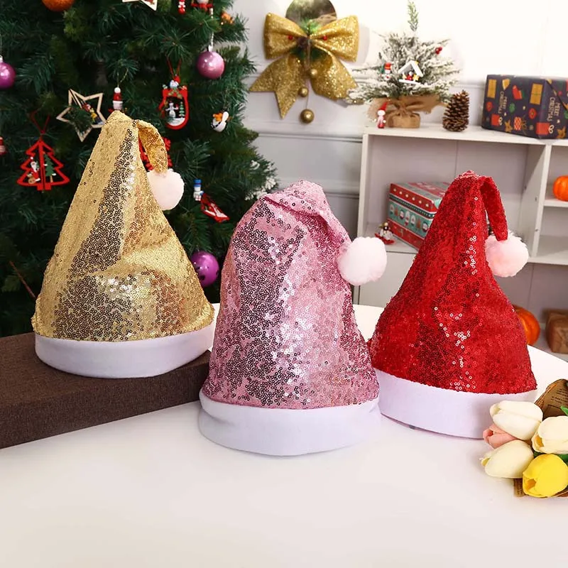 Papai Noel chapéu para crianças e adultos, decoração do Natal, pelúcia Headwear