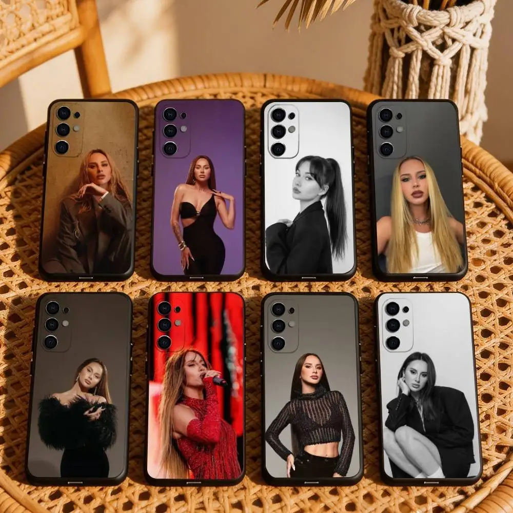Funda de Silicona Suave Negra con Diseño de la Diva del Pop Ruso A-Anna Asti para Samsung S25, S24, S21, S22, S23, S30, Ultra, S20, Plus, Fe