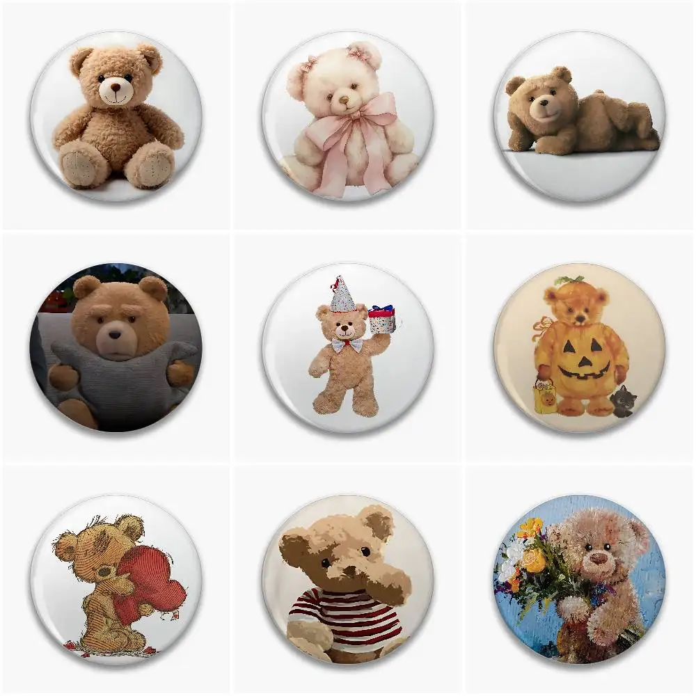 Kawaii T-Teddy Bear Badges Button Pin Handmade Brooch For Clothes Badge Backpack Decoration Accessories