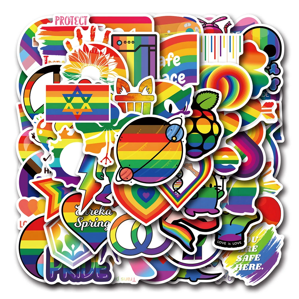 10/30/50/110pcs LGBT Gay Pride Cartoon Stickers Colorful Rainbow Decals Toys Waterproof Decorative Stationery Phone Case
