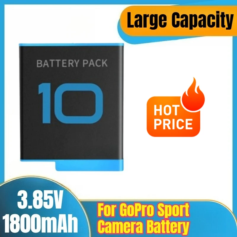 

3.85V 1800mAh Sport Camera Battery for GoPro Hero 10 Hero 9 Full Decode Large Capacity Battery