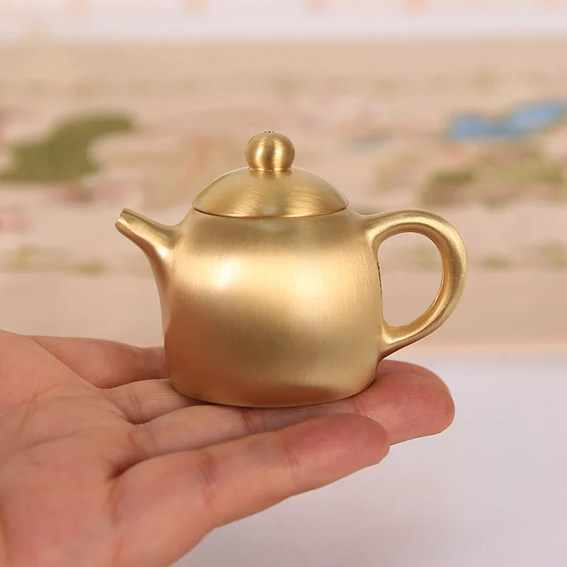 真鍮製ミニティーポット、中国風デスクトップ装飾、書斎用クリエ - Vintage Collectible Furniture のレビューと価格