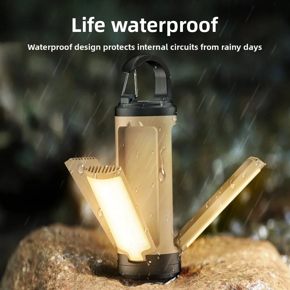 USB Rechargeable Camping Lantern 3 Leaf Foldable LED Tent Light with Hook 3 Lighting Modes Outdoor  Emergency Hiking