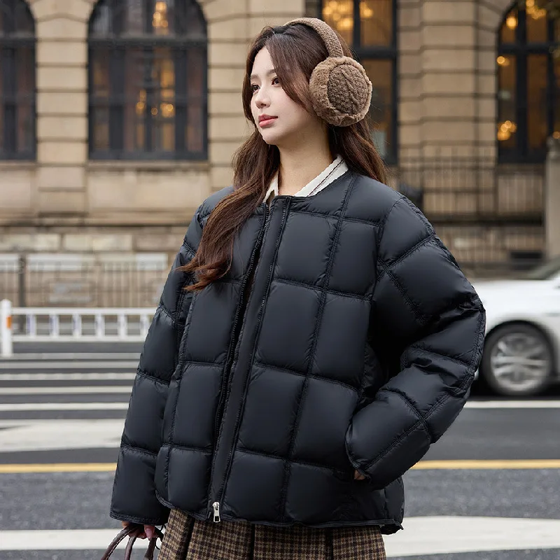 PinkyIsBlack 2025 New Quilted Winter Puffer Jacket Women's Clothes Short Stand Collar Loose Female Puff Parkas Coat Outwear