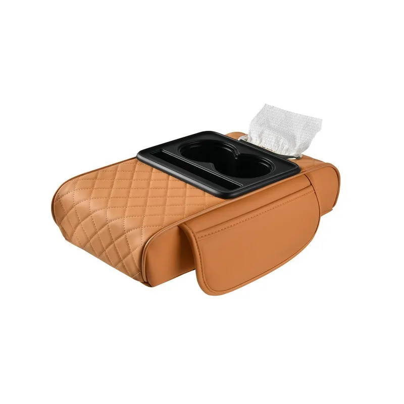 Multifunctional Thicken Car Armrest Storage Box Height Pad Leather Memory Foam Auto Center Armrest Protective Cushion Cup Holder